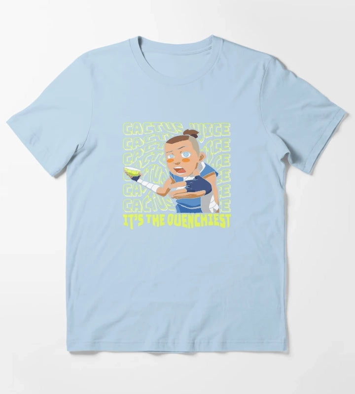 Avatar The Last Airbender Sokka Cactus Juice Word Stack T-Shirt Sky Blue