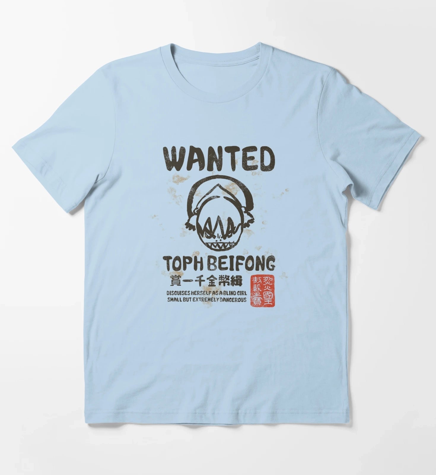 Avatar The Last Airbender Toph Beifong Wanted Poster T-Shirt Sky Blue
