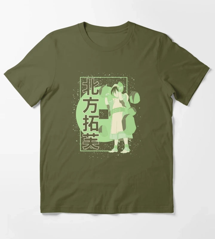 Avatar The Last Airbender Toph Kanji Poster T-Shirt Olive Green