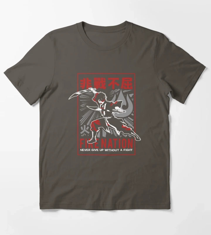 Avatar The Last Airbender Zuko Fire Nation Never Give Up T-Shirt Dark Grey