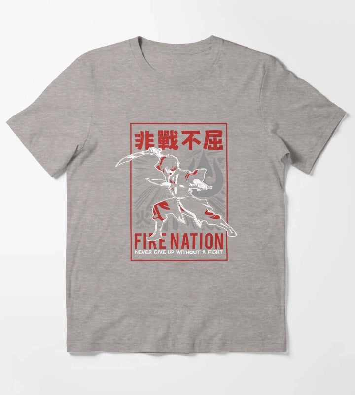 Avatar The Last Airbender Zuko Fire Nation Never Give Up T-Shirt Heather Grey