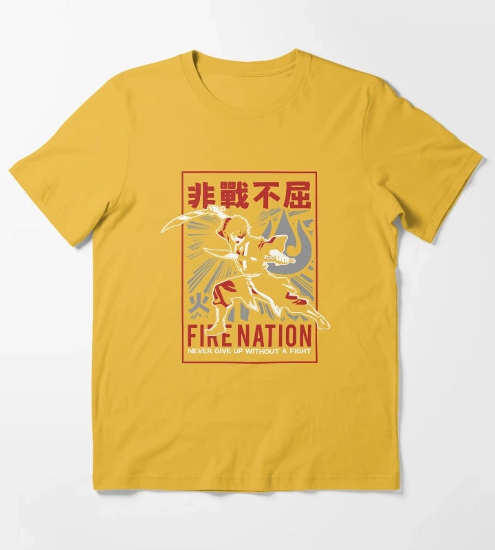 Avatar The Last Airbender Zuko Fire Nation Never Give Up T-Shirt Yellow