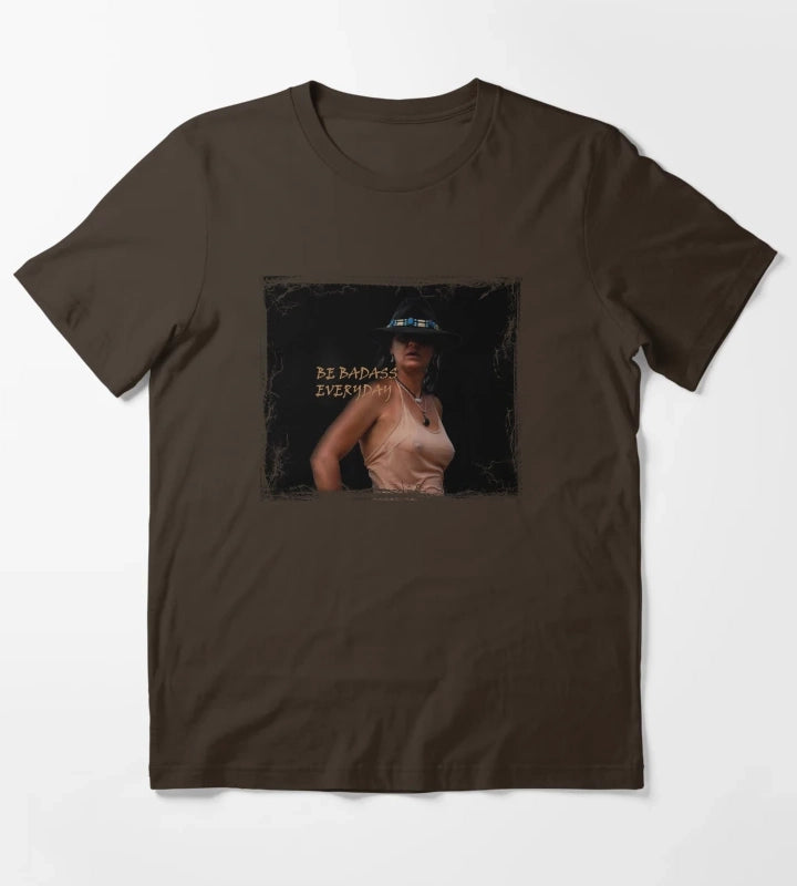 BADASS COWGIRL COWGIRL QUOTE T-Shirt Brown