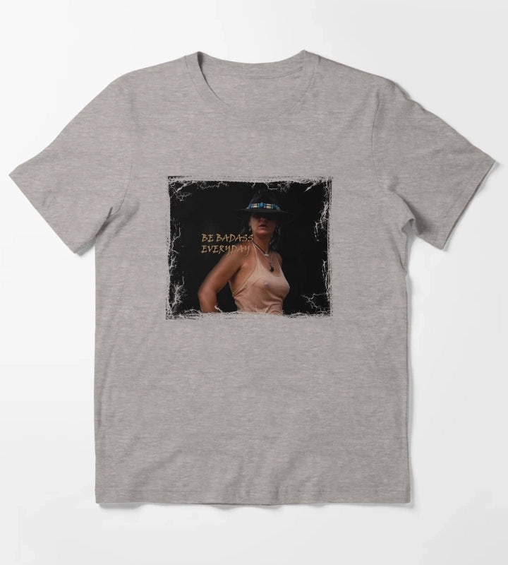 BADASS COWGIRL COWGIRL QUOTE T-Shirt Heather Grey