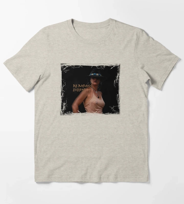 BADASS COWGIRL COWGIRL QUOTE T-Shirt Cream