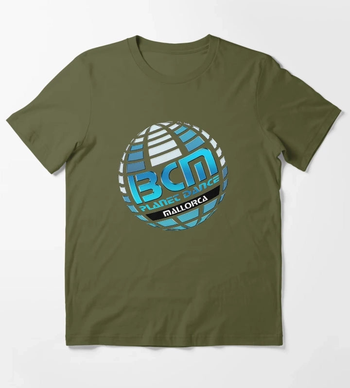 BCM Planet Dance Magaluf Mallorca MODEL Vintage Globe black background Disco Spain original HD DESIGN T-Shirt Olive Green