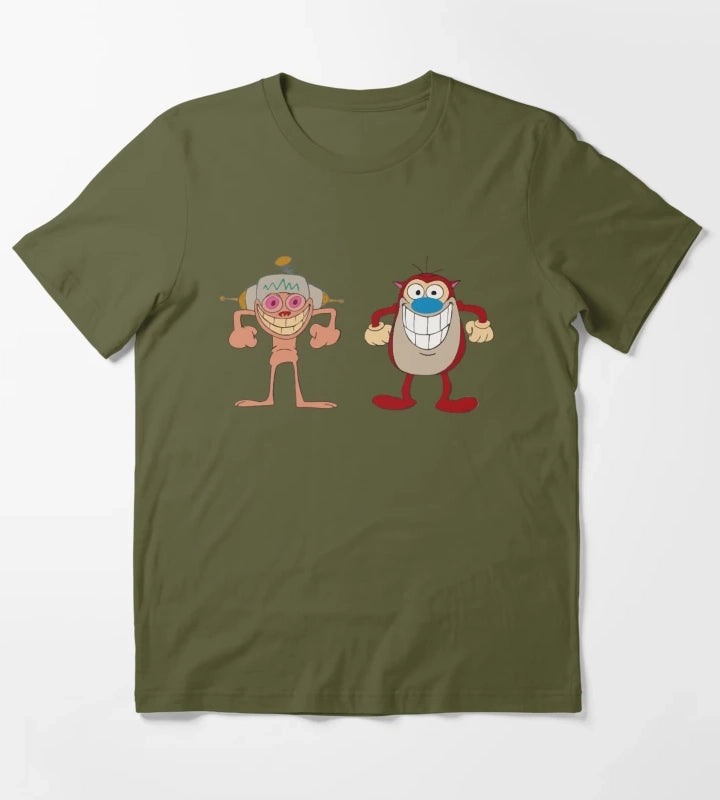 BEST SELLER Ren and Stimpy Merchandise T-Shirt Olive Green