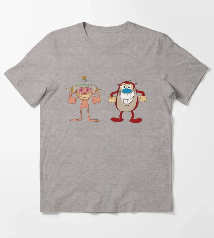 BEST SELLER Ren and Stimpy Merchandise T-Shirt Heather Grey