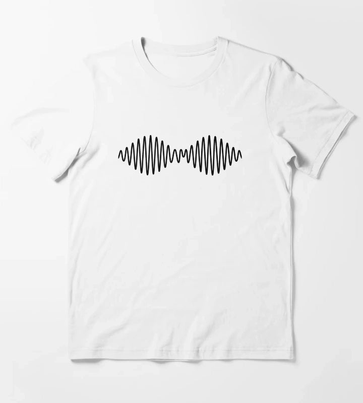BLACK monkeys curved lines T-Shirt White