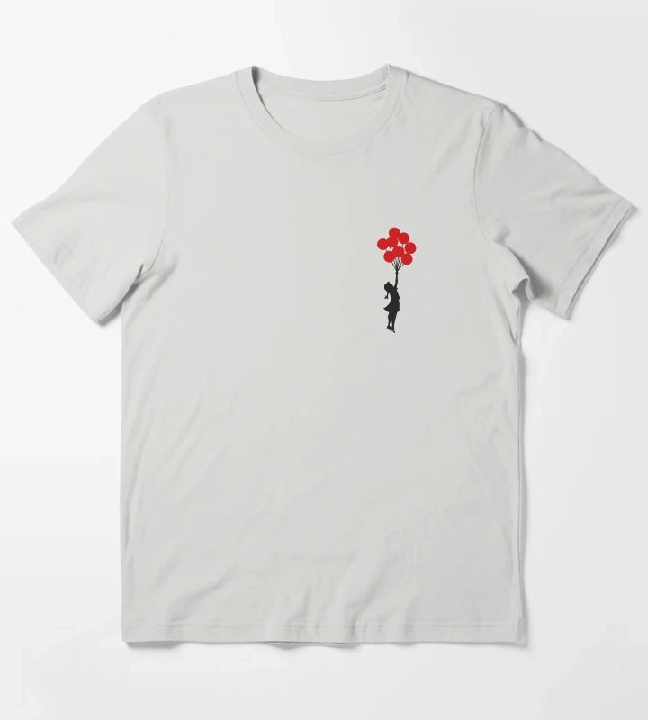 Banksy Balloon Girl T-Shirt Light Grey