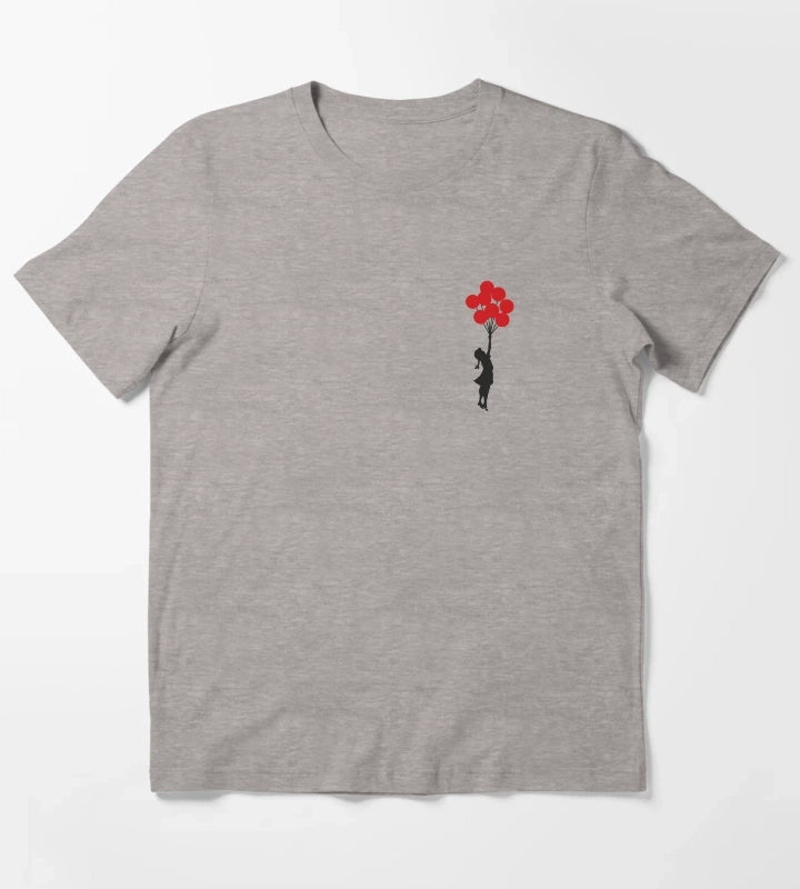 Banksy Balloon Girl T-Shirt Heather Grey