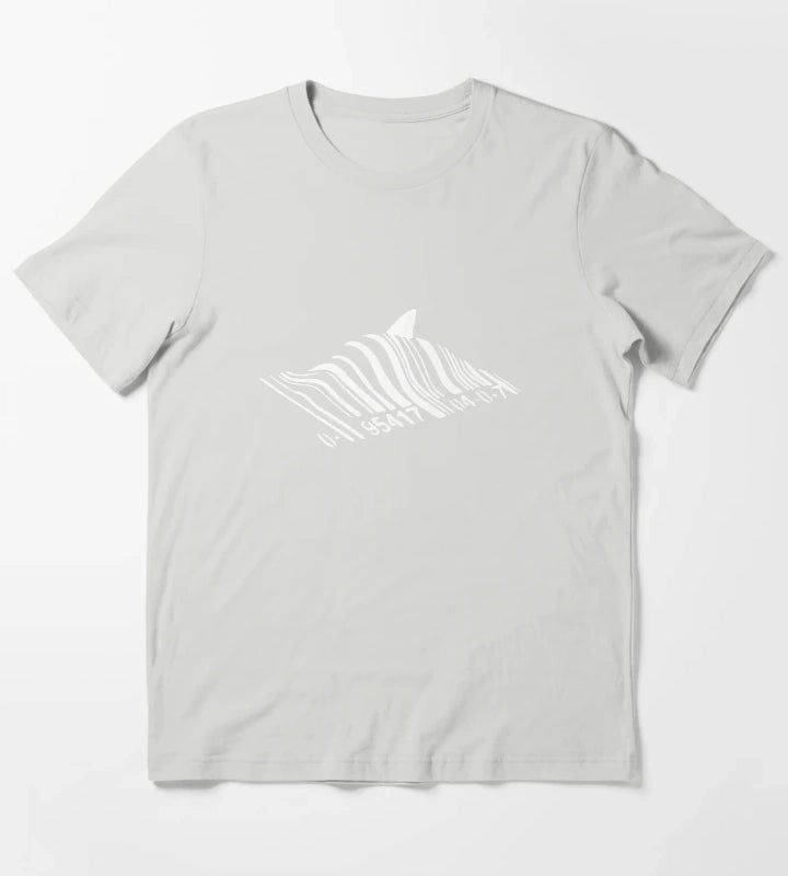 Banksy Barcode Shark T-Shirt Light Grey