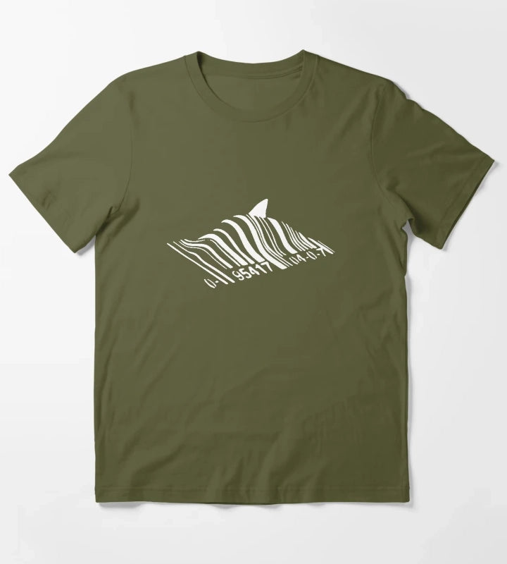 Banksy Barcode Shark T-Shirt Olive Green
