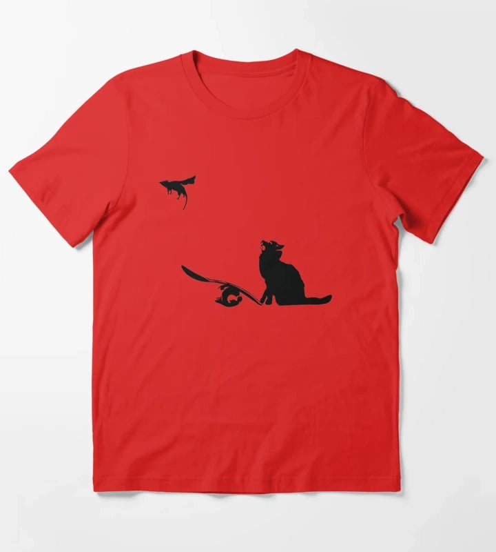 Banksy Cat And Super Mouse T-Shirt Red