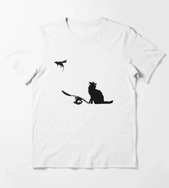Banksy Cat And Super Mouse T-Shirt White