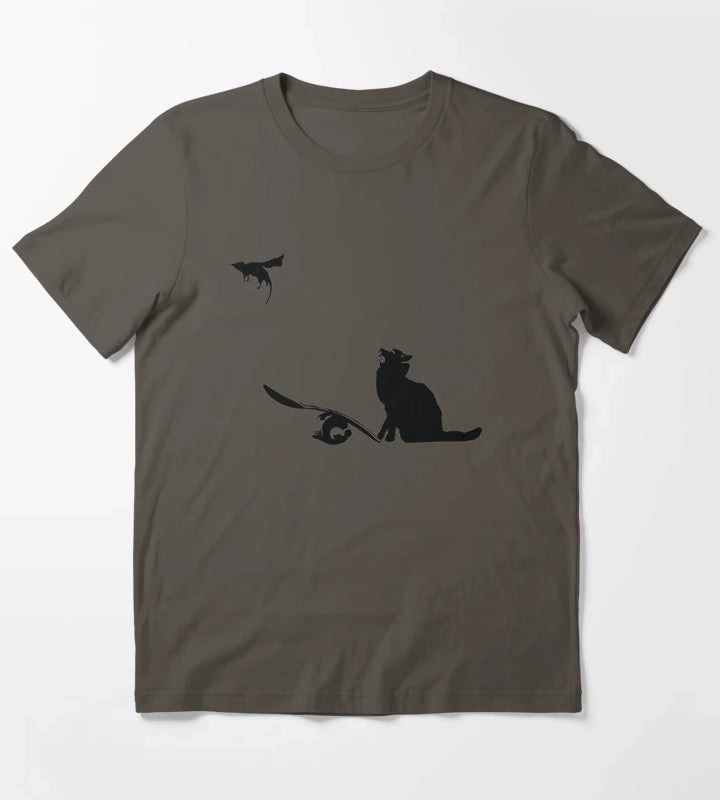 Banksy Cat And Super Mouse T-Shirt Dark Grey