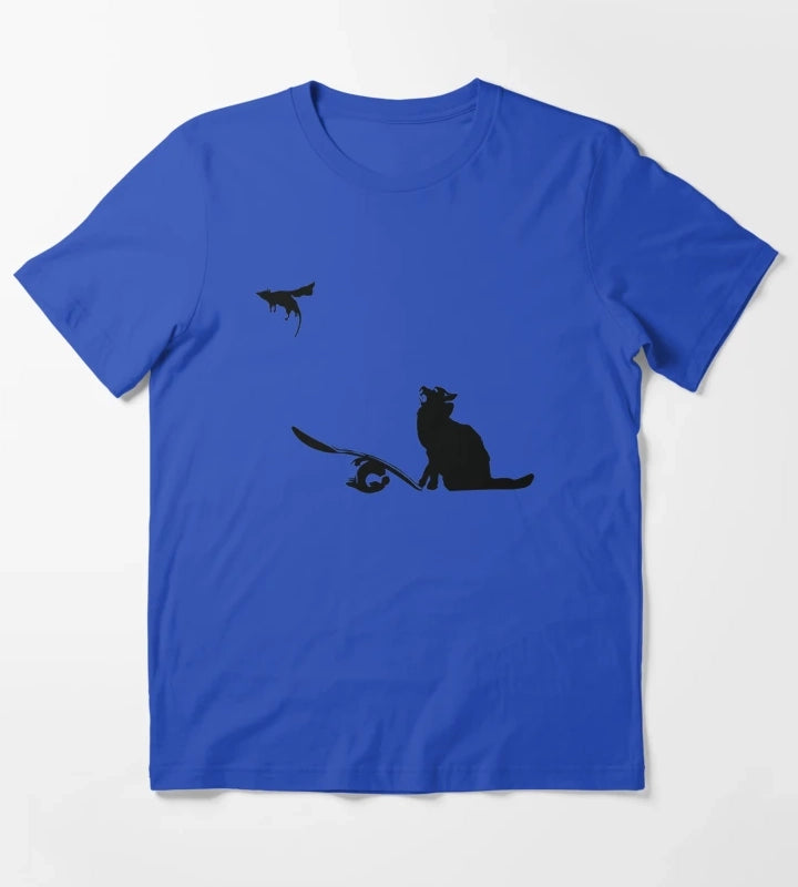 Banksy Cat And Super Mouse T-Shirt Blue