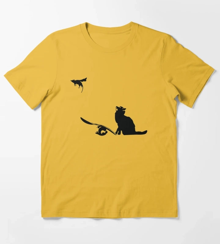 Banksy Cat And Super Mouse T-Shirt Yellow