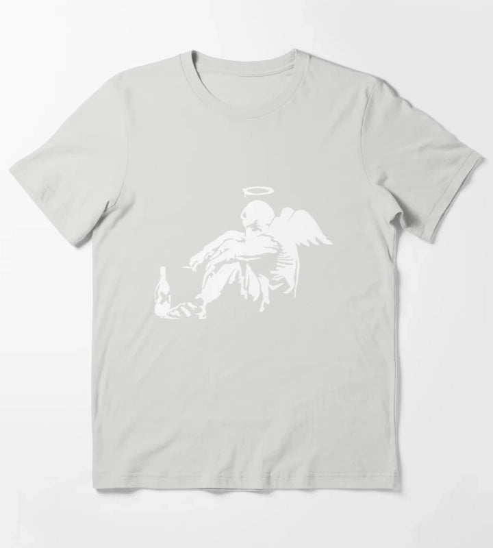 Banksy Fallen Angel T-Shirt Light Grey