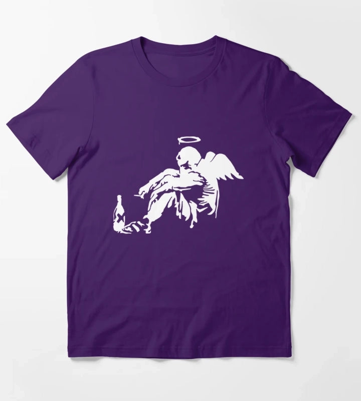 Banksy Fallen Angel T-Shirt Purple