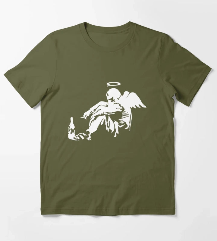 Banksy Fallen Angel T-Shirt Olive Green