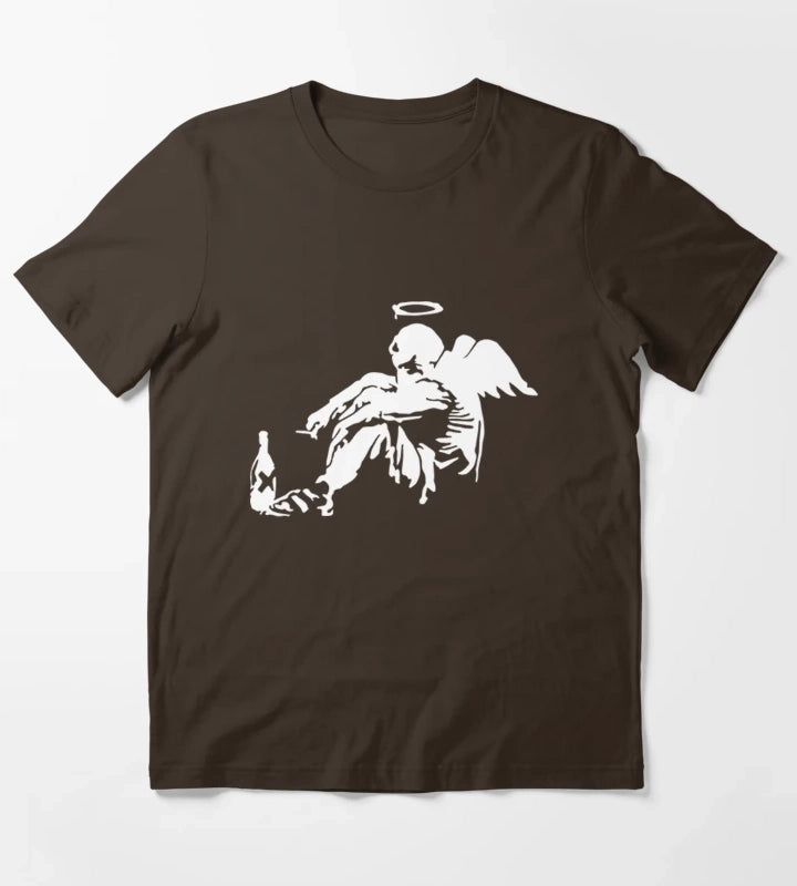 Banksy Fallen Angel T-Shirt Brown