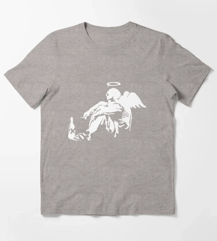 Banksy Fallen Angel T-Shirt Heather Grey