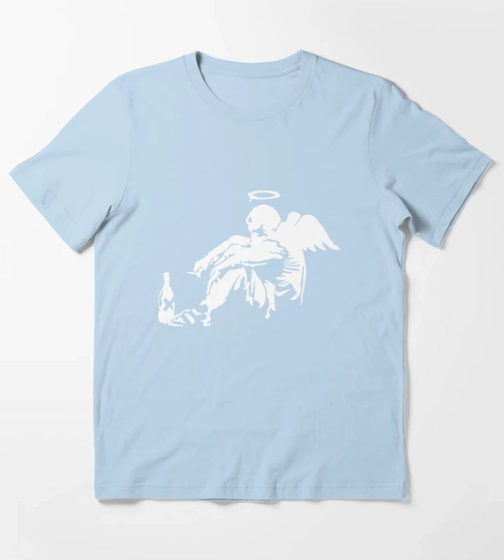 Banksy Fallen Angel T-Shirt Sky Blue