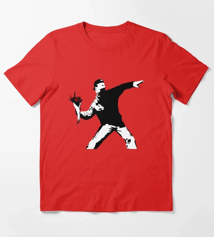 Banksy Flower Thrower T-Shirt Red