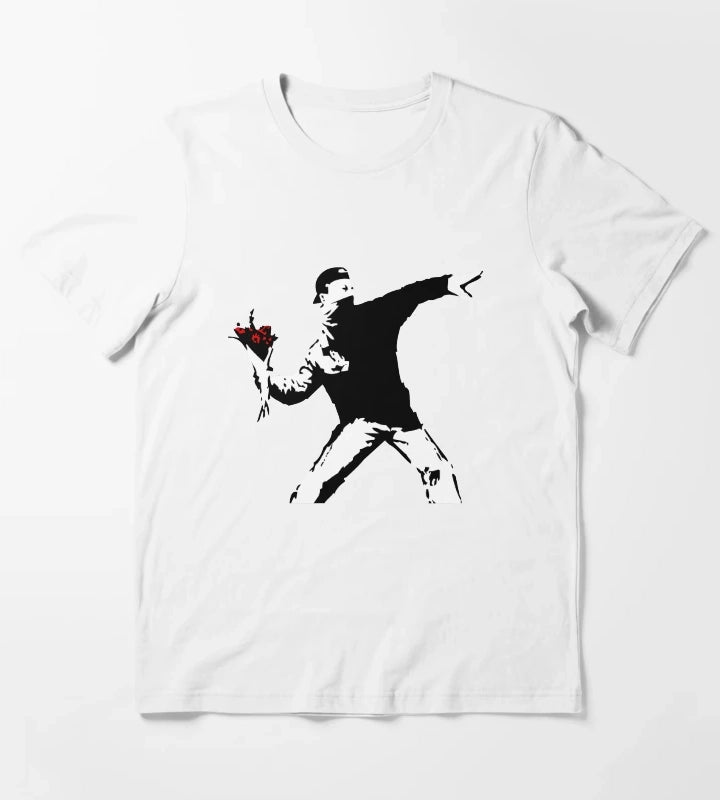Banksy Flower Thrower T-Shirt White