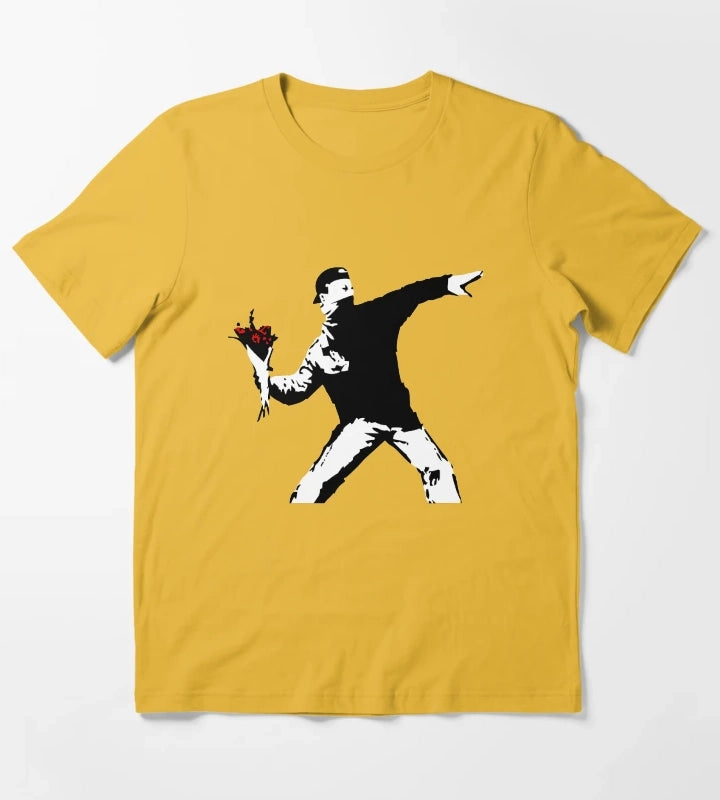 Banksy Flower Thrower T-Shirt Yellow
