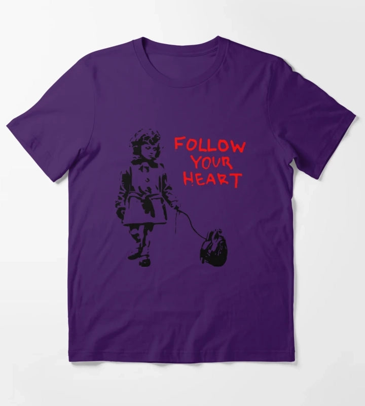 Banksy Follow Your Heart T-Shirt Purple