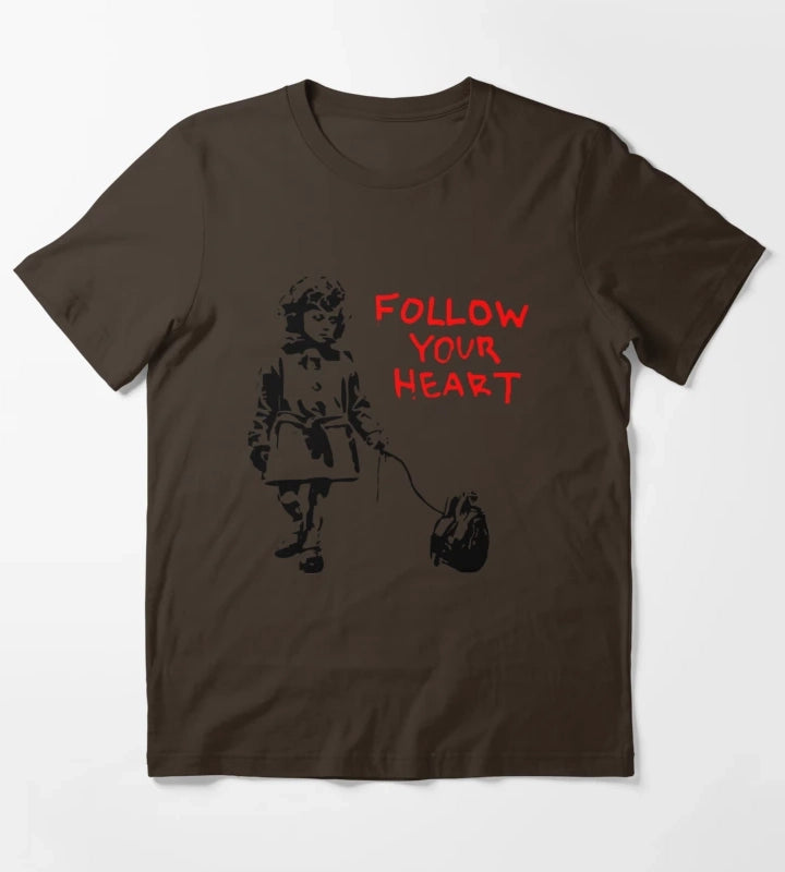 Banksy Follow Your Heart T-Shirt Brown