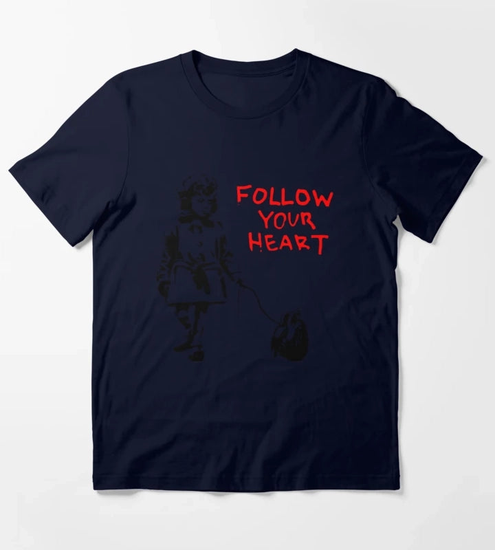 Banksy Follow Your Heart T-Shirt Navy