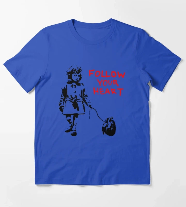 Banksy Follow Your Heart T-Shirt Blue