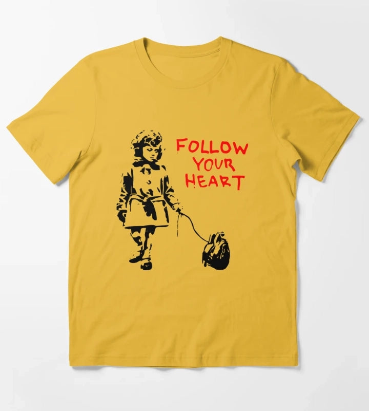 Banksy Follow Your Heart T-Shirt Yellow