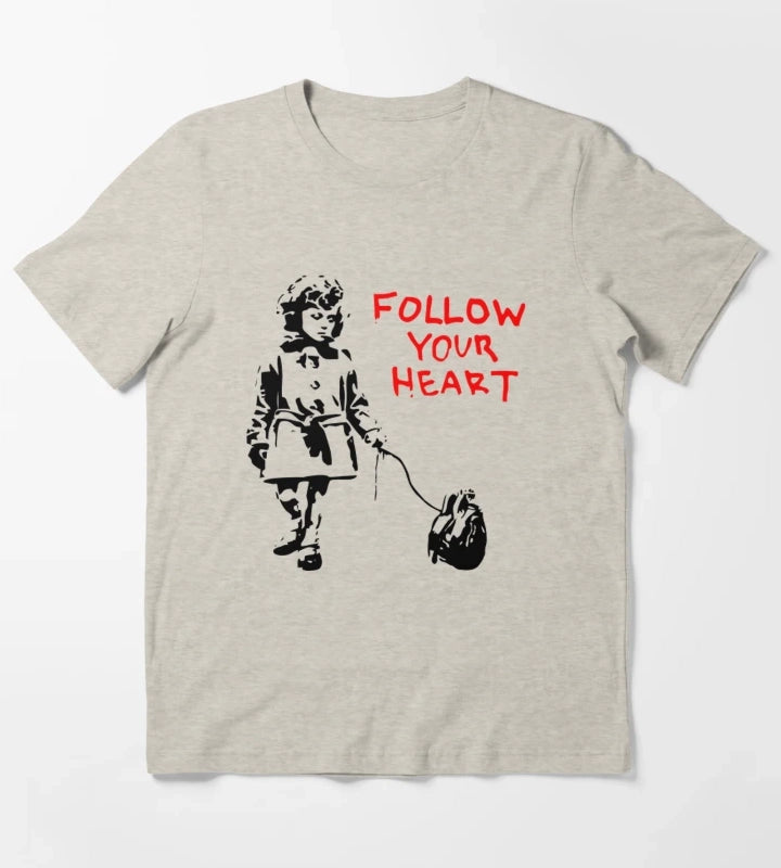 Banksy Follow Your Heart T-Shirt Cream