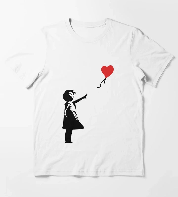 Banksy Letting Love Go Balloon Girl T-Shirt White