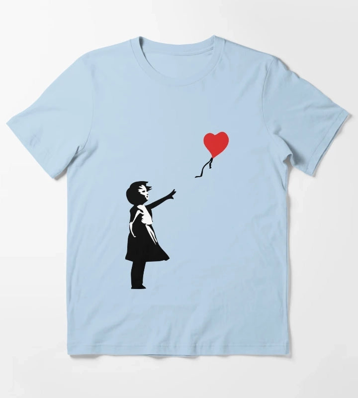 Banksy Letting Love Go Balloon Girl T-Shirt Sky Blue