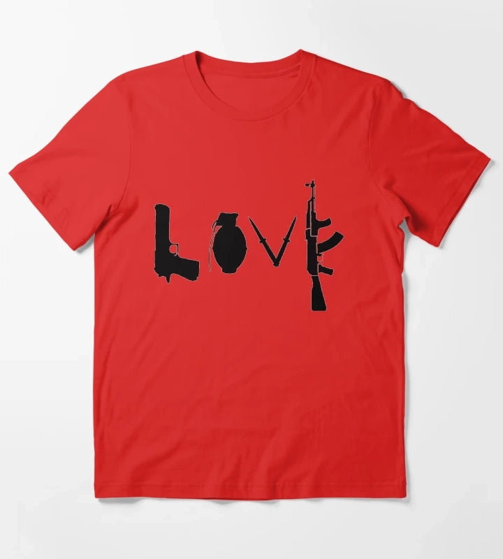 Banksy Love Guns T-Shirt Red