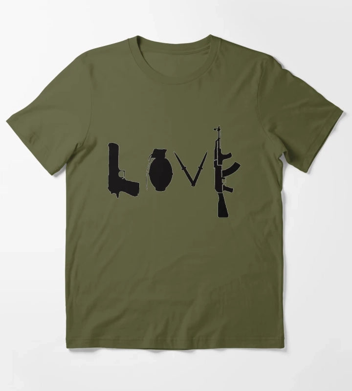 Banksy Love Guns T-Shirt Olive Green