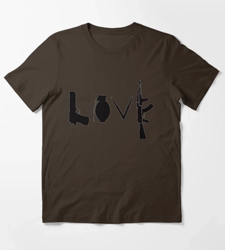 Banksy Love Guns T-Shirt Brown