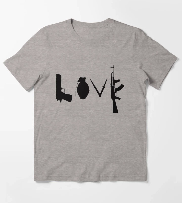 Banksy Love Guns T-Shirt Heather Grey