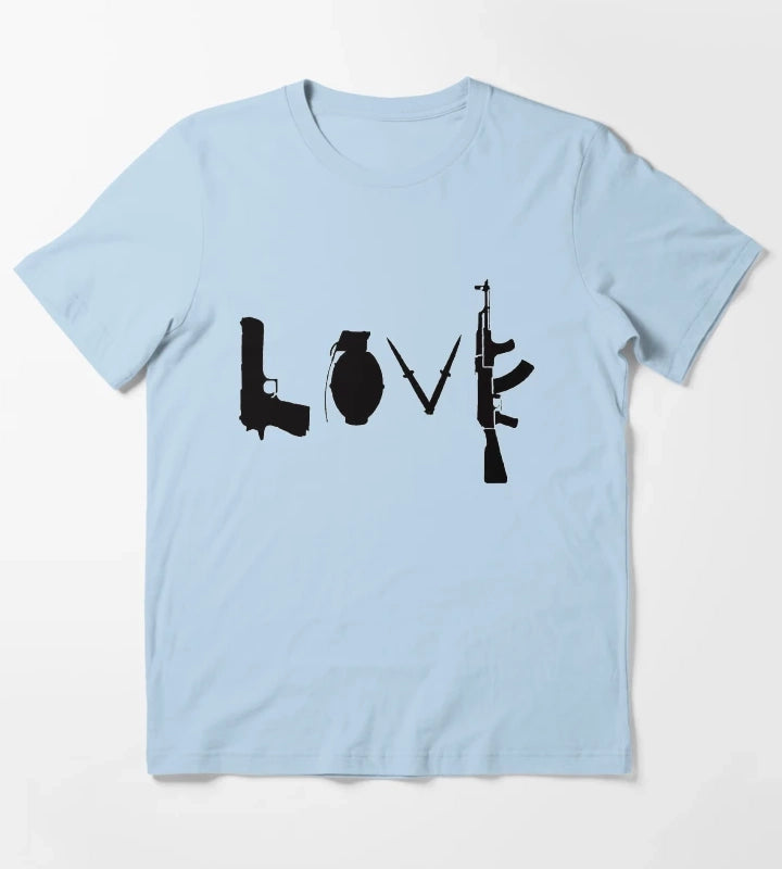 Banksy Love Guns T-Shirt Sky Blue