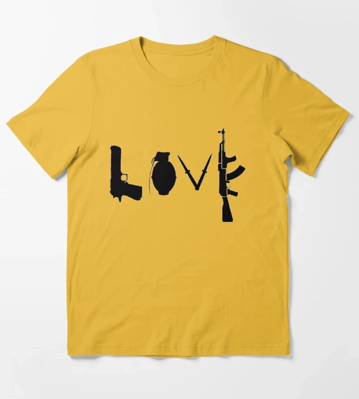 Banksy Love Guns T-Shirt Yellow
