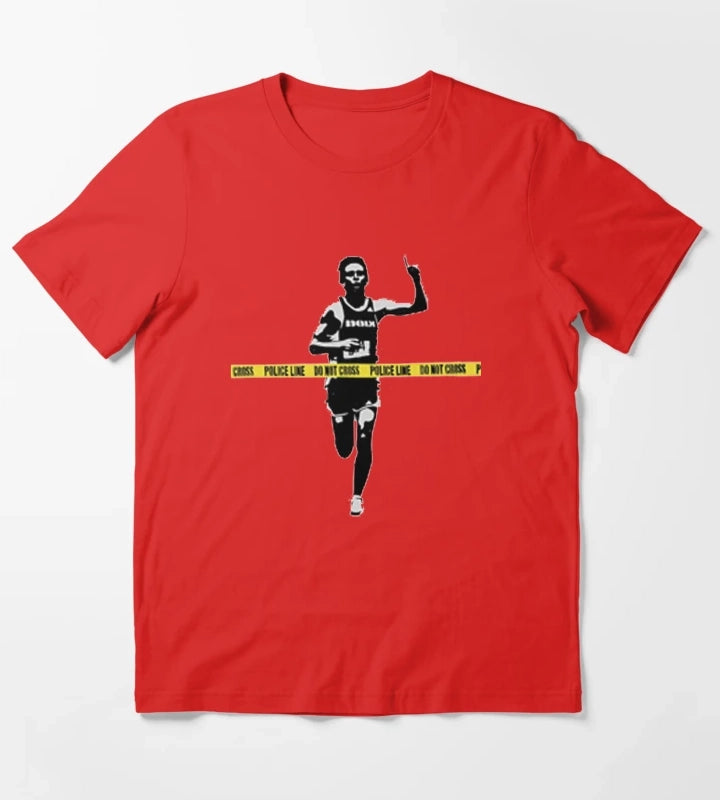 Banksy Marathon Runner Police Line T-Shirt Red