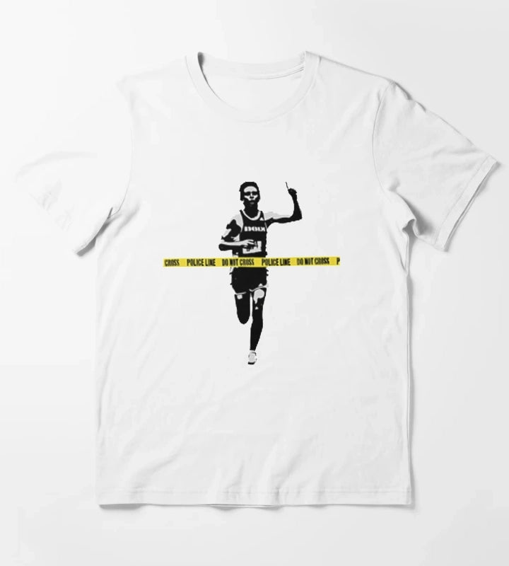 Banksy Marathon Runner Police Line T-Shirt White