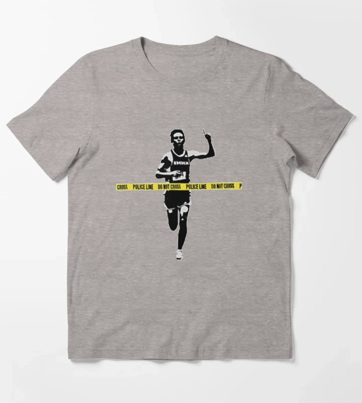 Banksy Marathon Runner Police Line T-Shirt Heather Grey