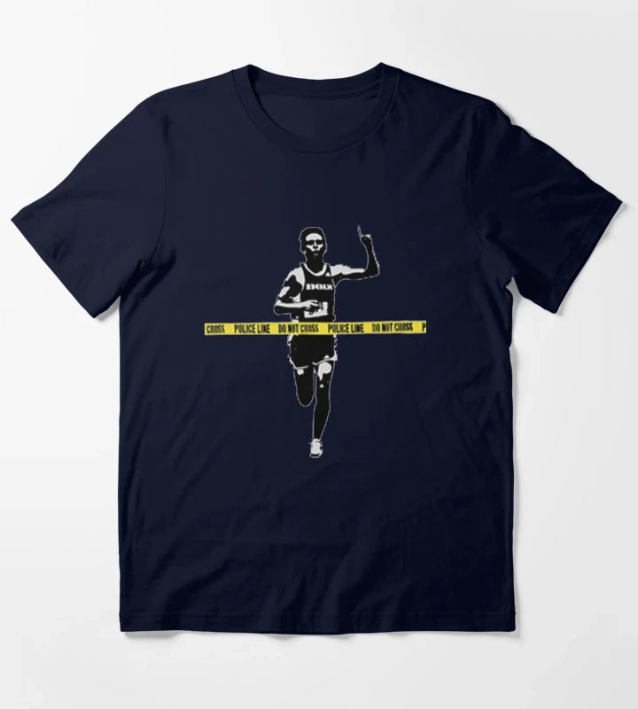 Banksy Marathon Runner Police Line T-Shirt Navy
