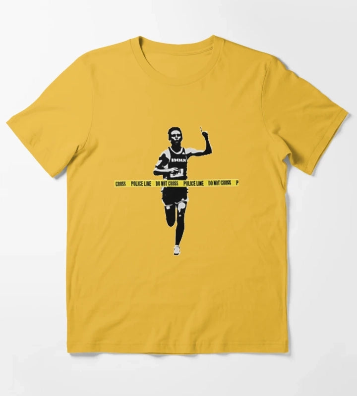 Banksy Marathon Runner Police Line T-Shirt Yellow